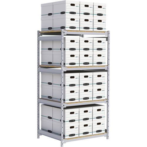 Wide Span Record Storage Shelving, Steel, 4 Shelves, 42" W x 32" D x 84" H Planification Entrepots Molloy