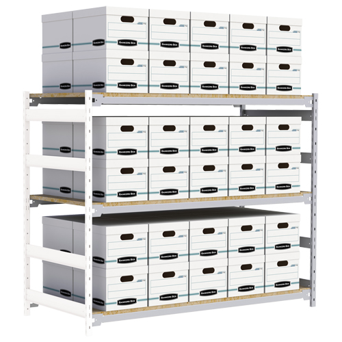 Wide Span Record Storage Shelving, Steel, 3 Shelves, 72" W x 32" D x 60" H, Add-On Kit Planification Entrepots Molloy