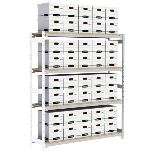Wide Span Record Storage Shelving, Steel, 4 Shelves, 72" W x 18" D x 84" H, Add-On Kit Planification Entrepots Molloy