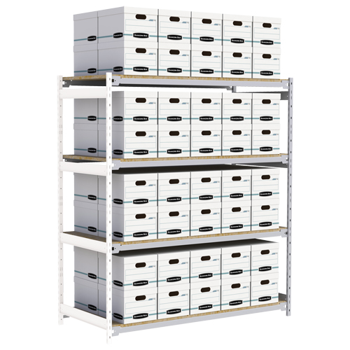 Wide Span Record Storage Shelving, Steel, 4 Shelves, 72" W x 32" D x 84" H, Add-On Kit Planification Entrepots Molloy