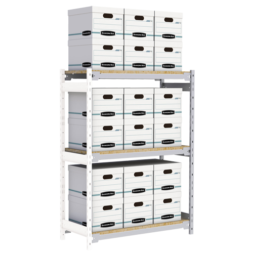 Wide Span Record Storage Shelving, Steel, 3 Shelves, 42" W x 18" D x 60" H, Add-On Kit Planification Entrepots Molloy