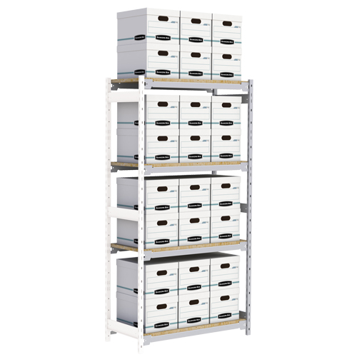 Wide Span Record Storage Shelving, Steel, 4 Shelves, 42" W x 18" D x 84" H, Add-On Kit Planification Entrepots Molloy