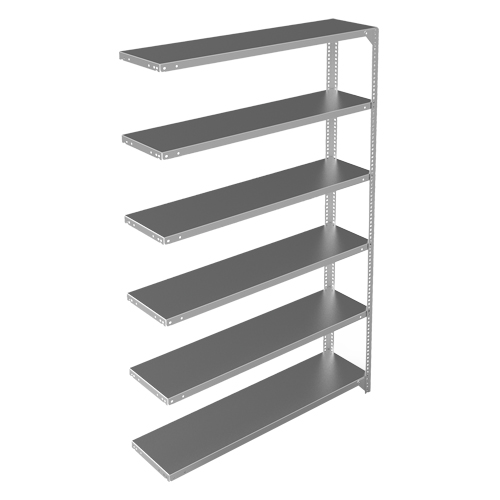 Shelving Unit, Galvanized Steel, Slotted Angle, 300 lbs. Capacity, 48" W x 72" H x 12" D Planification Entrepots Molloy