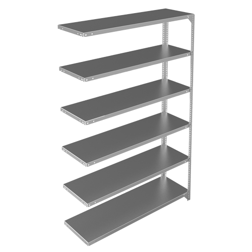 Shelving Unit, Galvanized Steel, Slotted Angle, 300 lbs. Capacity, 48" W x 72" H x 15" D Planification Entrepots Molloy