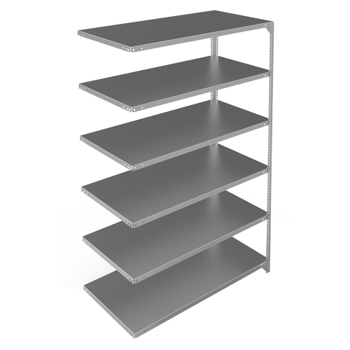 Shelving Unit, Galvanized Steel, Slotted Angle, 275 lbs. Capacity, 48" W x 72" H x 24" D Planification Entrepots Molloy