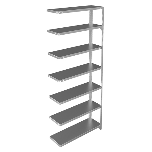 Shelving Unit, Galvanized Steel, Slotted Angle, 400 lbs. Capacity, 36" W x 84" H x 12" D Planification Entrepots Molloy