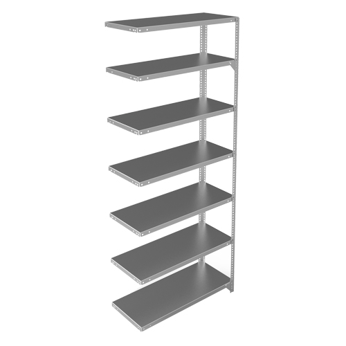 Shelving Unit, Galvanized Steel, Slotted Angle, 400 lbs. Capacity, 36" W x 84" H x 15" D Planification Entrepots Molloy