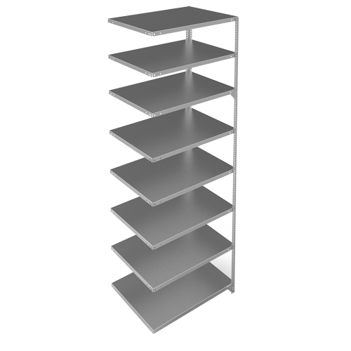 Shelving Unit, Galvanized Steel, Slotted Angle, 400 lbs. Capacity, 36" W x 96" H x 24" D Planification Entrepots Molloy