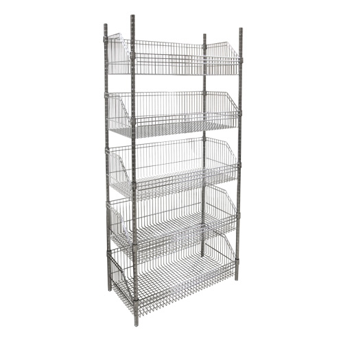 Wire Basket Shelving Unit, 5 Tiers, 36" W x 74" H x 18" D Planification Entrepots Molloy