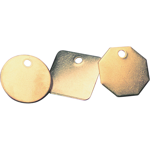 &eacute;tiquettes vierges, Laiton, 1,5" dia. Planification Entrepots Molloy