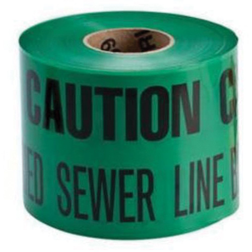 "Buried Sewer Line" Identoline&reg; Underground Warning Tape, 6" W x 1000' L, Black on Green Planification Entrepots Molloy