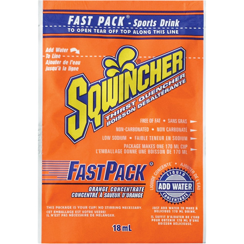 Sqwincher&reg; Rehydration Drink Fast Pack&reg;, Single Serve, Orange Planification Entrepots Molloy