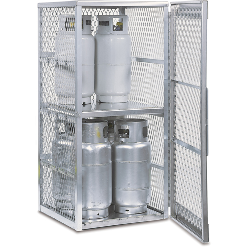 Aluminum LPG Cylinder Locker Storage, 8 Cylinder Capacity, 30" W x 32" D x 65" H, Silver Planification Entrepots Molloy