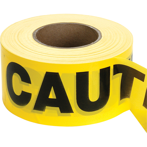 Rubans pour barricades, Anglais, 3" la x 1000' lo, 2 mils, Noir sur jaune Planification Entrepots Molloy