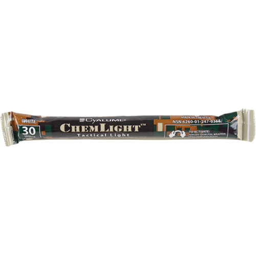 B&acirc;tons de s&eacute;curit&eacute; luminescents Cyalume 6", Blanc, Dur&eacute;e 30 min Planification Entrepots Molloy