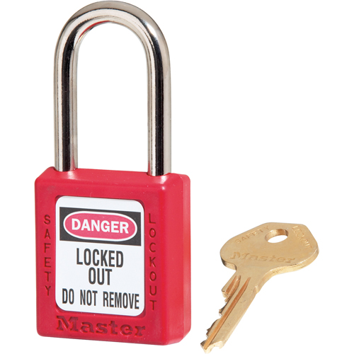 Cadenas de s&eacute;curit&eacute; Zenex 410, Rouge, Cl&eacute;s diff&eacute;rentes, Thermoplastique, Largeur de 1-1/2" Planification Entrepots Molloy