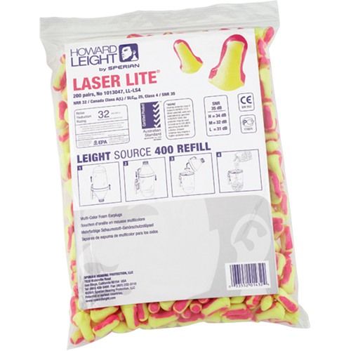 Howard Leight Laser Lite&reg; Single-Use Earplugs, Bulk - Polybag Planification Entrepots Molloy