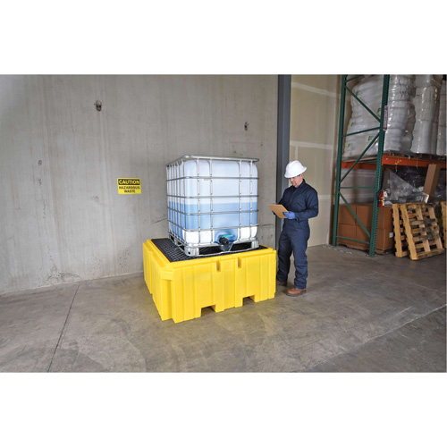 GRV Spill Pallet Plus sans drain, Capacit&eacute; de d&eacute;versement 365 gal. US, 62" x 62" x 28" Planification Entrepots Molloy