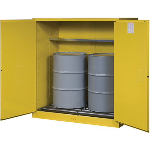 Armoires Sure-Grip EX pour entreposage de barils &agrave; la verticale, Capacit&eacute; de 110 gal. US, 2 barils, Jaune Planification Entrepots Molloy