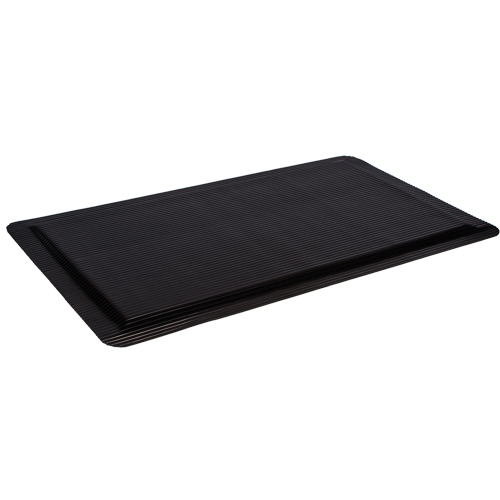 Ergo-Ease Mats, Ribbed, 2' x 10' x 7/8", Black, Rubber/Sponge Planification Entrepots Molloy