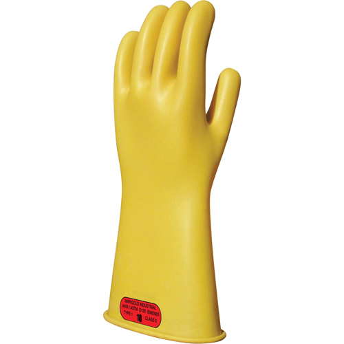 Gants isolants en caoutchouc naturel jaune, ASTM classe 0, Taille 8, 11" lo Planification Entrepots Molloy