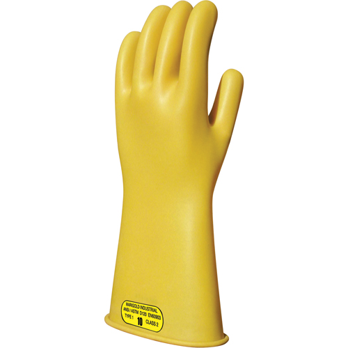 Gants isolants en caoutchouc naturel jaune, ASTM classe 2, Taille 8, 14" lo Planification Entrepots Molloy