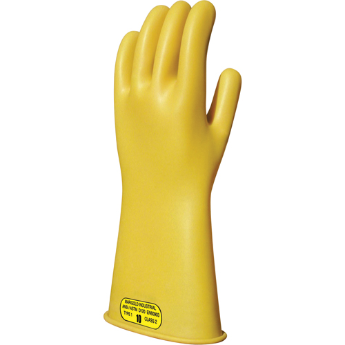 Gants isolants en caoutchouc naturel jaune, ASTM classe 2, Taille 8, 16" lo Planification Entrepots Molloy