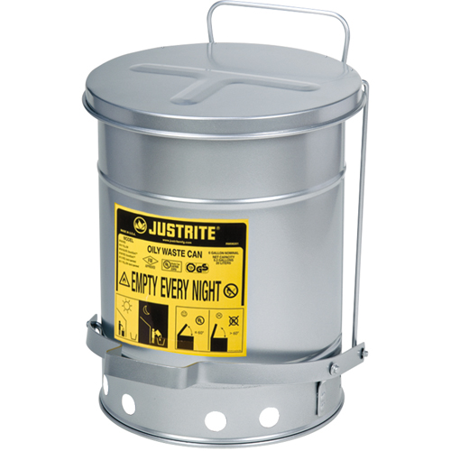 Oily Waste Cans, FM Approved/UL Listed, 6 US Gal., Silver Planification Entrepots Molloy
