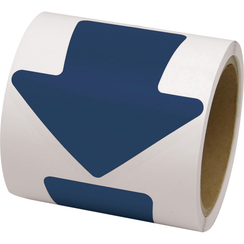 D&eacute;calcomanie en couleur pour le marquage des planchers, Fl&egrave;che, 4" lo x 4" la, Bleu, Vinyle Planification Entrepots Molloy
