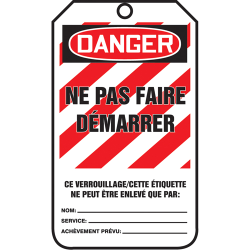 Lockout Tags, Cardstock, 3-1/8" W x 5-7/8" H, French Planification Entrepots Molloy