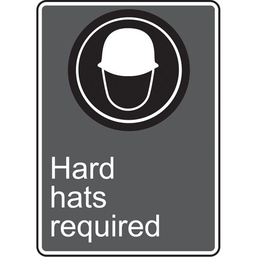 Enseigne de s&eacute;curit&eacute; conforme &agrave; la CSA - Hard Hats Required, 14" x 10", Vinyle, Anglais avec pictogramme Planification Entrepots Molloy