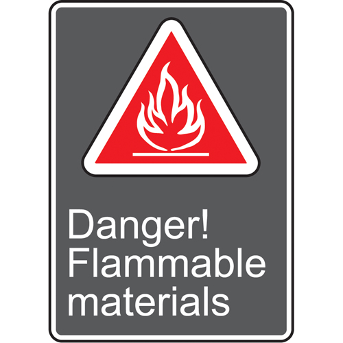 Enseigne de s&eacute;curit&eacute; conforme &agrave; la CSA - Danger! Flammable Materials, 14" x 10", Vinyle, Anglais avec pictogramme Planification Entrepots Molloy