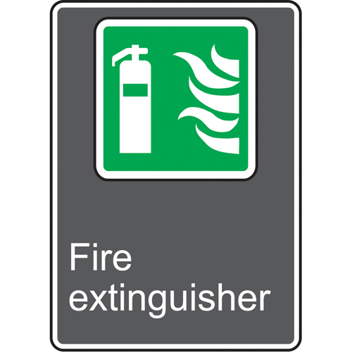 Enseigne de s&eacute;curit&eacute; conforme &agrave; la CSA - Fire Extinguisher, 14" x 10", Vinyle, Anglais avec pictogramme Planification Entrepots Molloy