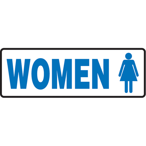 Enseigne pour toilettes  Women , 4" x 10", Aluminium, Anglais avec pictogramme Planification Entrepots Molloy