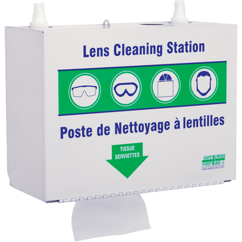 Postes en M&eacute;tal Pour Le Nettoyage De Verres - Deux Boutielle De Solution 500ml Et 1 Boîte De Serviettes, M&eacute;tal, 10,5" lo x 5,5" p x 6,3" h Planification Entrepots Molloy