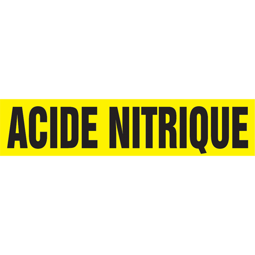 Marqueur de tuyau "Acid Nitrique", Autocollant, 4" h x 24" la, Noir sur jaune Planification Entrepots Molloy