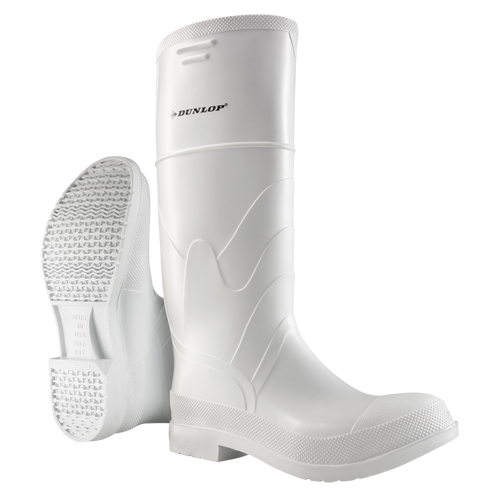 White Boots, PVC, Steel Toe, Size 6, Puncture Resistant Sole Planification Entrepots Molloy