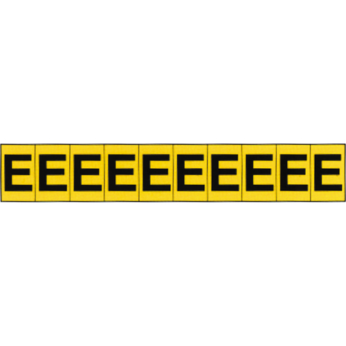 Rep&egrave;res adh&eacute;sifs &agrave; lettres individuelles, E, 1" h, Noir sur jaune Planification Entrepots Molloy