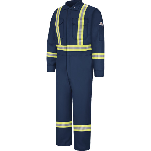 Flame-Resistant Coveralls with Reflective Trim, Size 38, Navy Blue, 12.2 cal/cm² Planification Entrepots Molloy