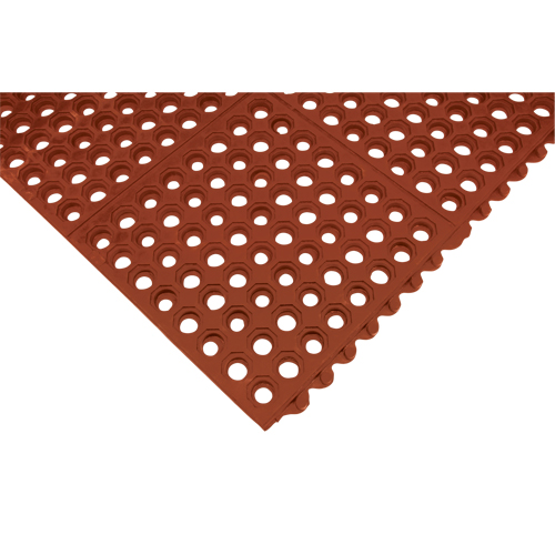 Tapis modulaire antifatigue, Nid d'abeilles, 3' x 3' x 1/2", Brun, Nitrile/Caoutchouc Planification Entrepots Molloy