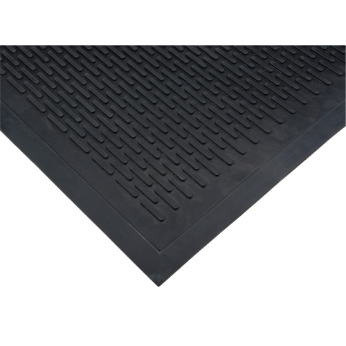Low-Profile Matting, Rubber, Scraper Type, Solid Pattern, 3' x 5', Black Planification Entrepots Molloy