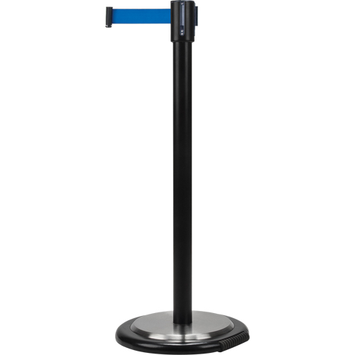 Barri&egrave;res sur pieds pour le contr&ocirc;le des foules, Acier, 35" h, Ruban Bleu, Longueur du ruban 7' Planification Entrepots Molloy