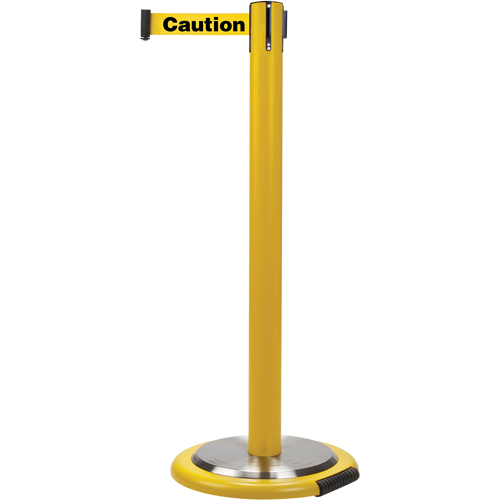 Free-Standing Crowd Control Barrier, Steel, 35" H, Yellow Tape, 7' Tape Length Planification Entrepots Molloy