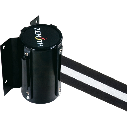 Wall Mount Barrier, Steel, Screw Mount, 7', Black/White Tape Planification Entrepots Molloy