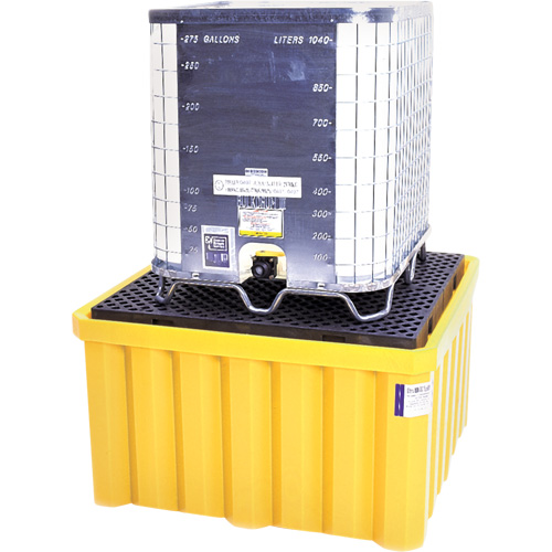 Palette antid&eacute;versement avec drain Ultra-IBC Spill Pallet , Capacit&eacute; de d&eacute;versement 400 gal. US, 58,75" x 58,75" x 33" Planification Entrepots Molloy