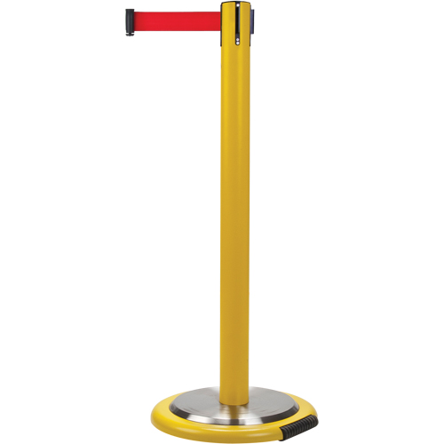 Barri&egrave;res sur pieds pour le contr&ocirc;le des foules, Acier, 35" h, Ruban Rouge, Longueur du ruban 12' Planification Entrepots Molloy
