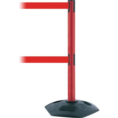 Dual Line Heavy Duty Post, Plastic, 38" H, Red Tape, 13' Tape Length Planification Entrepots Molloy