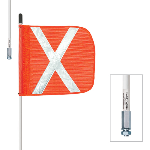 Tiges de s&eacute;curit&eacute; robustes Safety Whip, Fixation Filet&eacute;, Hauteur 10', Orange Planification Entrepots Molloy