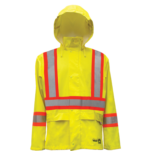 Vestes de s&eacute;curit&eacute; imperm&eacute;ables ignifuges haute visibilit&eacute; en polyur&eacute;thane, Petit, Jaune lime haute visibilit&eacute; Planification Entrepots Molloy