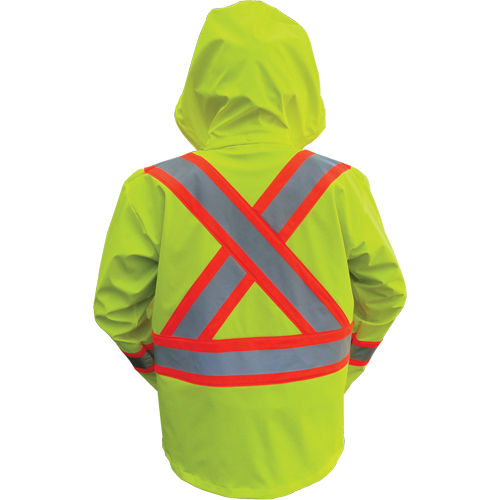 Vestes de s&eacute;curit&eacute; imperm&eacute;ables ignifuges haute visibilit&eacute; en polyur&eacute;thane, Petit, Jaune lime haute visibilit&eacute; Planification Entrepots Molloy